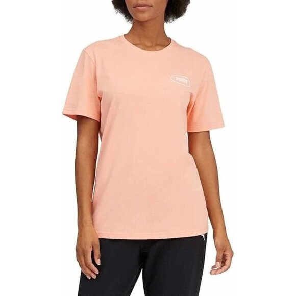 NEW Puma Boyfriend Logo T-Shirt Women's M Pink Crewneck Short Sleeve Pullover - Picture 1 of 4